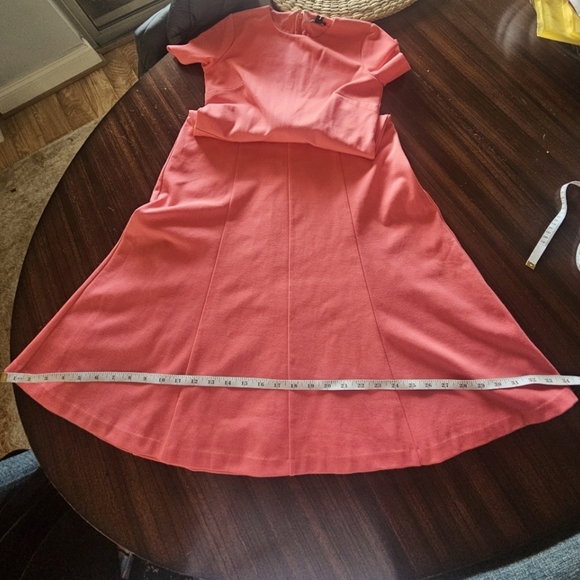 Ann Taylor Midi Flare Dress Salmon Knit Short Sleeve Round Neck Sz 4 PETITE NWT - Picture 10 of 15